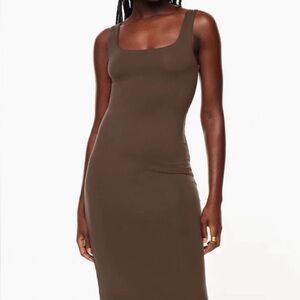 Babaton Aritzia Contour Tank Midi Dress in Brown